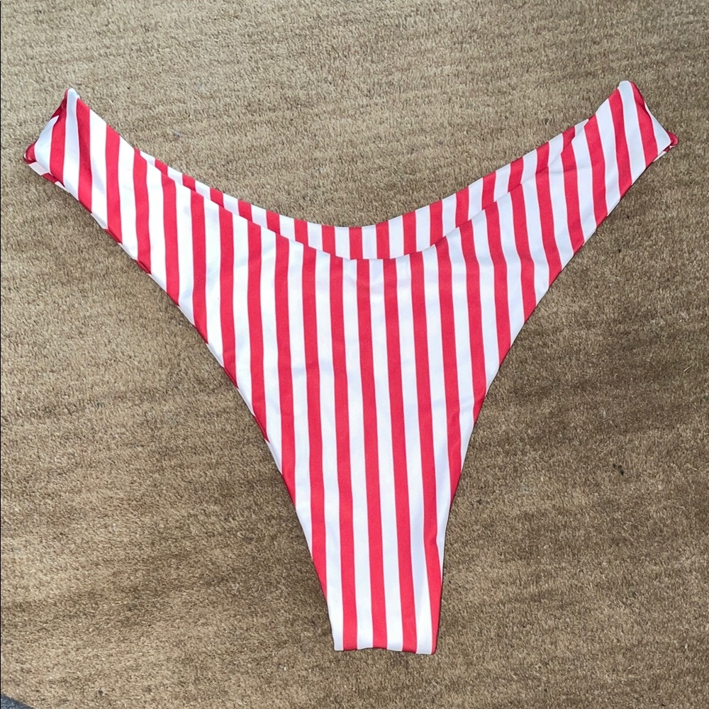 Zaful Red and White Striped Bikini Bottom